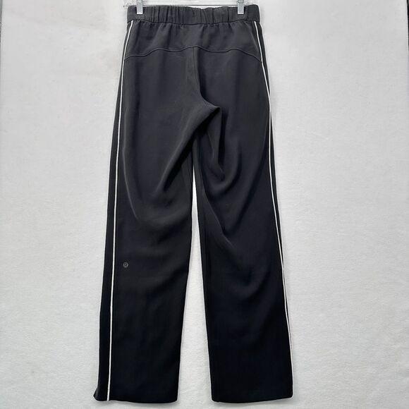 Lululemon On The Right Track Pants 4 Black Split Hem Mid Rise Relaxed Drapey - Picture 6 of 12